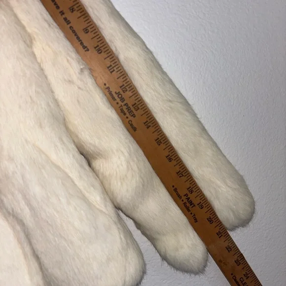 Vintage Genuine Rabbit Fur Coat Cream/ White Colored Size 6 - Picture 10 of 11